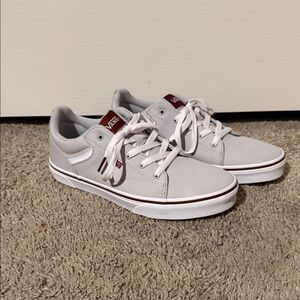Vans Kids Light Gray and Burgundy Sneakers